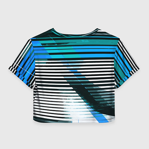 Женский топ Сине-чёрные полосы на белом фоне / 3D-принт – фото 2