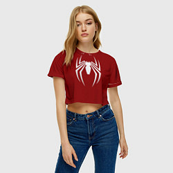 Футболка 3D укороченная женская SpiderMan - logo, цвет: 3D-принт — фото 2