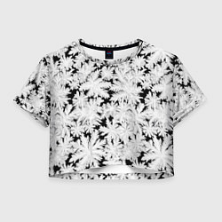 Футболка 3D укороченная женская Мороз на стекле, цвет: 3D-принт