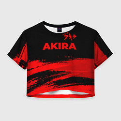 Футболка 3D укороченная женская Akira - red gradient посередине, цвет: 3D-принт