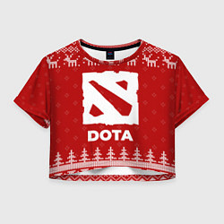 Футболка 3D укороченная женская Новогодний Dota с оленями, цвет: 3D-принт