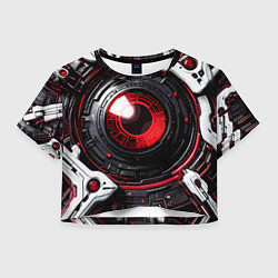 Футболка 3D укороченная женская Красная сфера киберпанк, цвет: 3D-принт