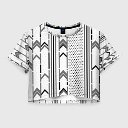 Футболка 3D укороченная женская Закулисье чёрно-белое, цвет: 3D-принт