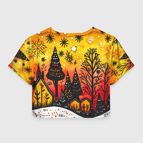 Женский топ Елочки на фоне оранжевого неба / 3D-принт – фото 2