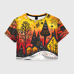 Женский топ Елочки на фоне оранжевого неба