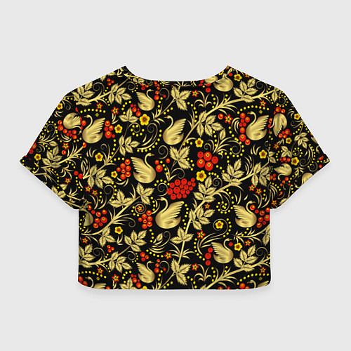 Женский топ Русская роспись - позолота с лебедями / 3D-принт – фото 2