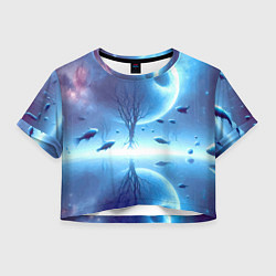 Женский топ Луна и рыбы - нейроарт фантазия