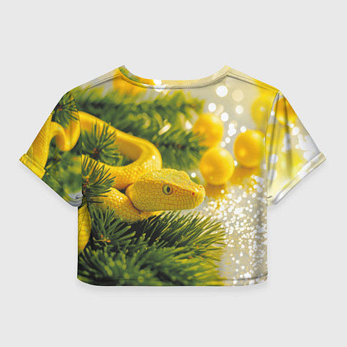 Женский топ Змея новогодняя лимонного цвета / 3D-принт – фото 2