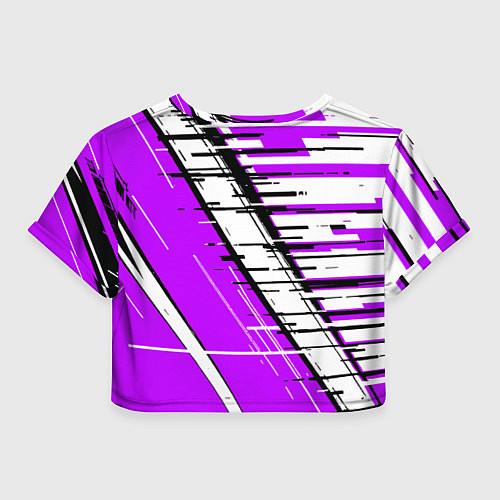 Женский топ Чёрно-белые глитч полосы на фиолетовом фоне / 3D-принт – фото 2