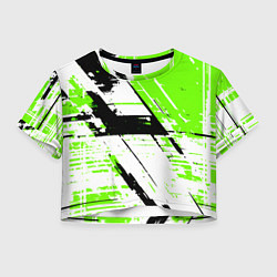 Женский топ Diagonal black and green stripes on a white backgr