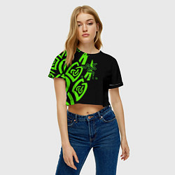 Футболка 3D укороченная женская Razer лого лес, цвет: 3D-принт — фото 2