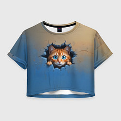 Женский топ Выглядывающий котенок