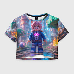 Футболка 3D укороченная женская Roblox pink hair, цвет: 3D-принт