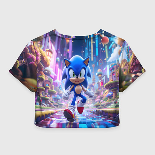 Женский топ Sonic в неоновом городе / 3D-принт – фото 2