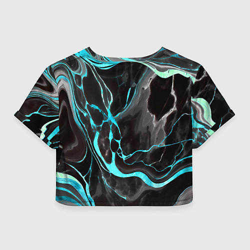 Женский топ Голубые флюиды на чёрном фоне / 3D-принт – фото 2