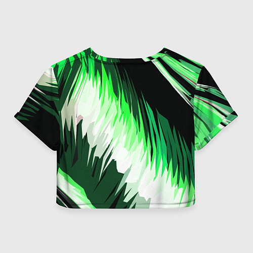Женский топ Зелёно-белая абстракция на чёрном фоне / 3D-принт – фото 2