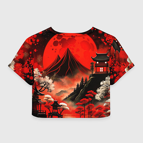 Женский топ Япония природа в красном цвете / 3D-принт – фото 2