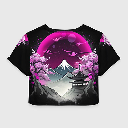 Женский топ Горы и сакура в Японии / 3D-принт – фото 2