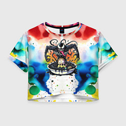 Футболка 3D укороченная женская Веном присмотрелся к Морти - ядовитая слизь, цвет: 3D-принт