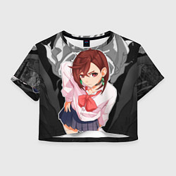 Футболка 3D укороченная женская Дандадан: Момо Аясэ, цвет: 3D-принт