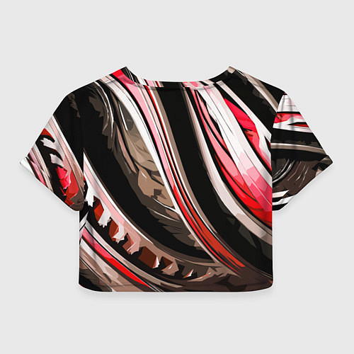 Женский топ Волнистая чёрно-красная абстракция / 3D-принт – фото 2