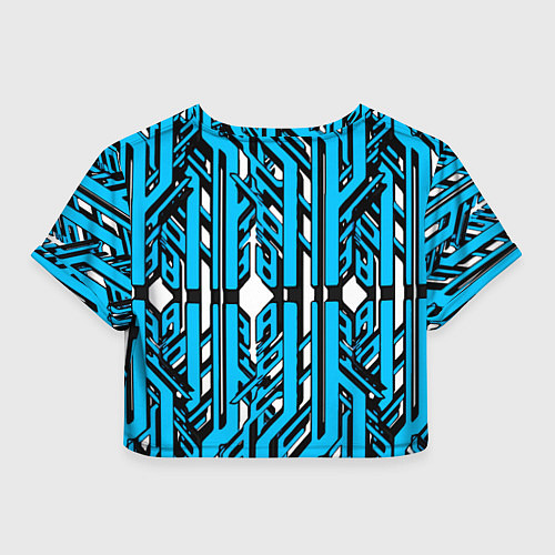 Женский топ Чёрно-синие техно полосы на белом фоне / 3D-принт – фото 2