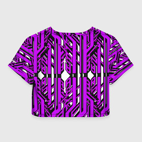 Женский топ Чёрно-фиолетовые техно полосы на белом фоне / 3D-принт – фото 2