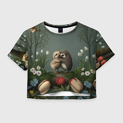 Женский топ Ежик и цыпленок обнимаются