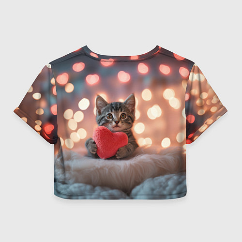 Женский топ Котенок поздравляет с днем святого Валентина / 3D-принт – фото 2