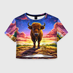 Женский топ Буйвол в звездной ночи