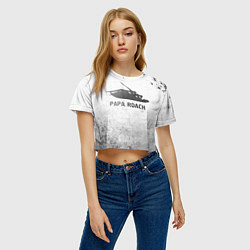 Футболка 3D укороченная женская Papa Roach - white gradient, цвет: 3D-принт — фото 2