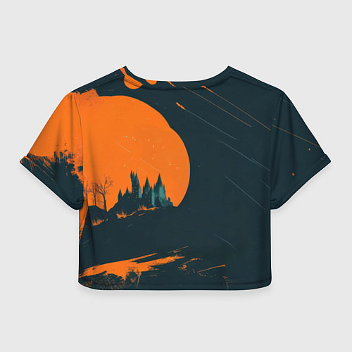 Женский топ Гарри Поттер черно-оранжевый фон / 3D-принт – фото 2