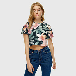 Футболка 3D укороченная женская Цветочный паттерн, цвет: 3D-принт — фото 2