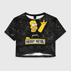 Футболка 3D укороченная женская Heavy metal Гомер симпсон, цвет: 3D-принт