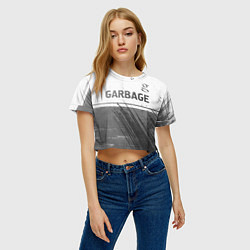 Футболка 3D укороченная женская Garbage - white gradient посередине, цвет: 3D-принт — фото 2