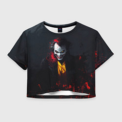 Футболка 3D укороченная женская Джокер в красной краске, цвет: 3D-принт
