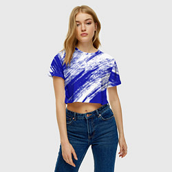Футболка 3D укороченная женская The color is white and blue, цвет: 3D-принт — фото 2