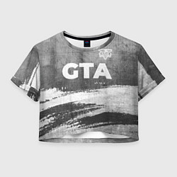 Футболка 3D укороченная женская GTA - grey gradient посередине, цвет: 3D-принт