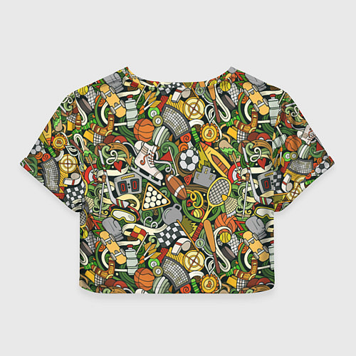 Женский топ Спортивный инвентарь коллаж / 3D-принт – фото 2