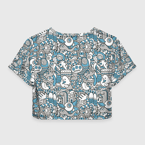 Женский топ Дудлинг серо-голубой / 3D-принт – фото 2