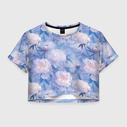 Футболка 3D укороченная женская Цветы в туманности, цвет: 3D-принт