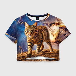 Футболка 3D укороченная женская Пиксибоб в космосе, цвет: 3D-принт