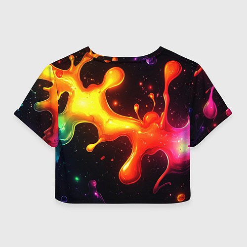 Женский топ Радужные кляксы на черном фоне / 3D-принт – фото 2