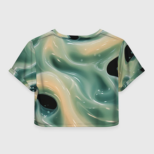 Женский топ Лазурная слизь на черном текстура / 3D-принт – фото 2