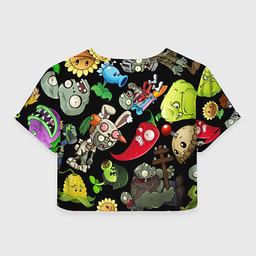 Женский топ Растения против зомби персонажи на черном / 3D-принт – фото 2