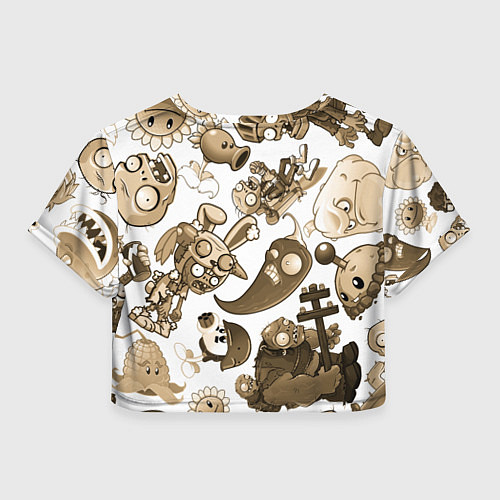 Женский топ Растения против зомби в бежевых тонах / 3D-принт – фото 2