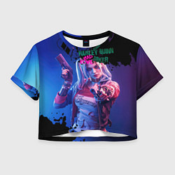 Футболка 3D укороченная женская Харли и Джокер love, цвет: 3D-принт
