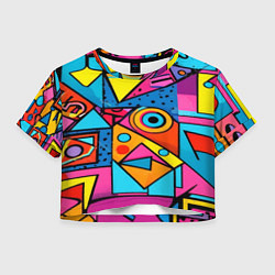 Футболка 3D укороченная женская Кислая геометрия, цвет: 3D-принт