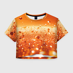 Футболка 3D укороченная женская Оранжевые блестящие частицы текстура, цвет: 3D-принт