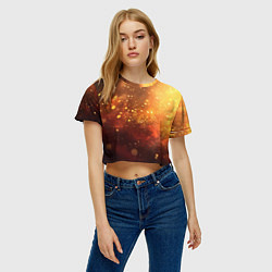 Футболка 3D укороченная женская Золотая блестящая текстура, цвет: 3D-принт — фото 2